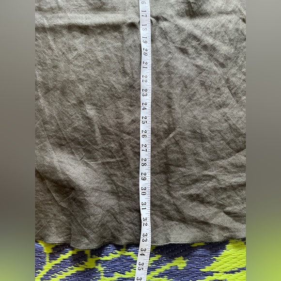 Brooks Brothers Olive Green 100% Bias Cut Linen Midi Skirt Sz Large Lightweight - Picture 8 of 9